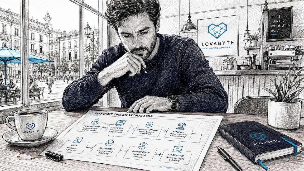 Workflow gestione ordini stampa 3D: guida 2026