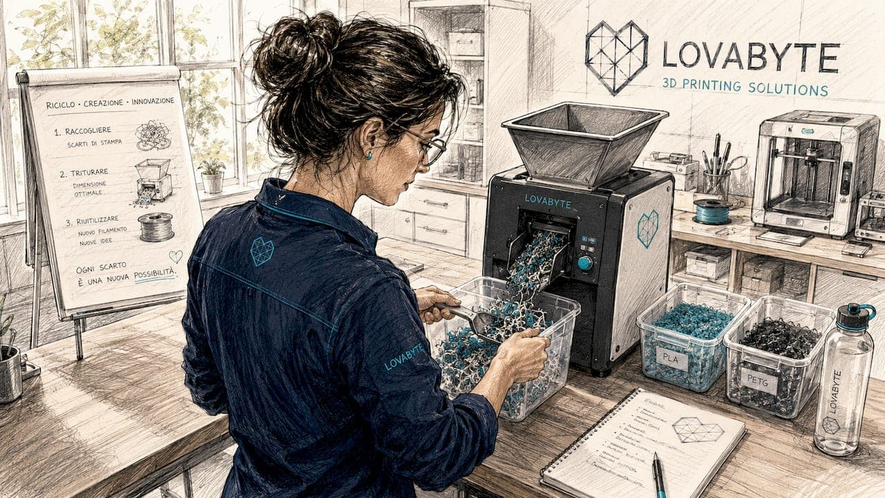 Processo di riciclo materiali 3D: guida pratica 2026